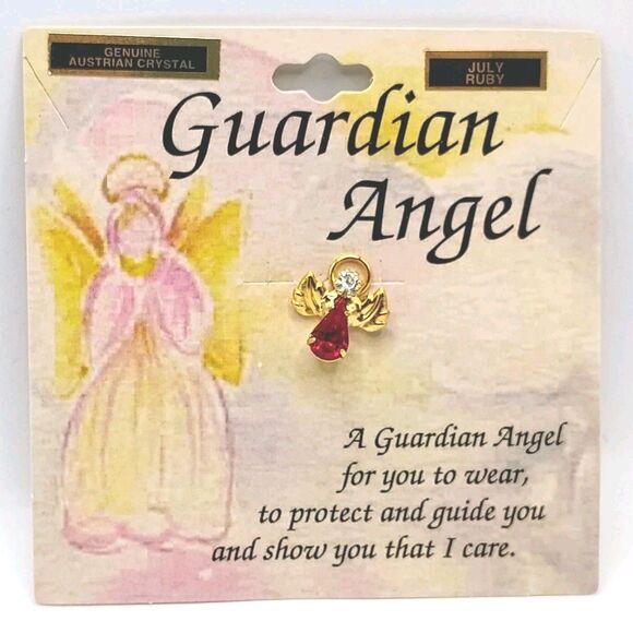 5/$25 Genuine Austrian Crystal Pin Guardian Angel Birthstones July Ruby - Picture 1 of 6